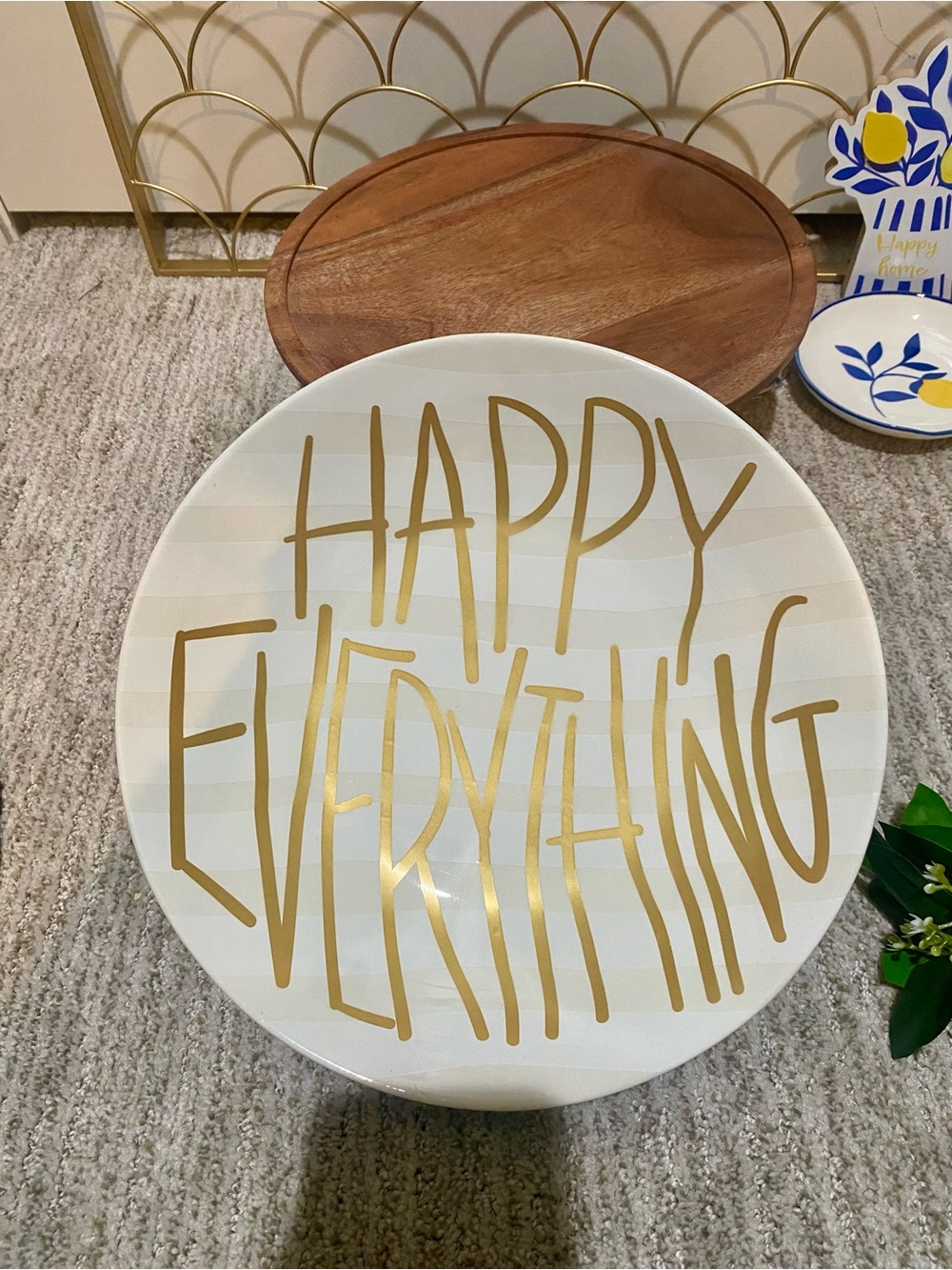 Retired Coton Colors White and Gold "Happy Everything" Pasta/Salad Bowl